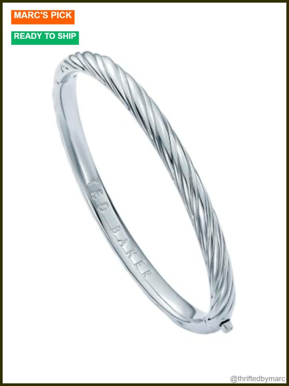 Metal Twist Hinged Bangle Bracelet Silver-Tone Plated Brass Women's Gift